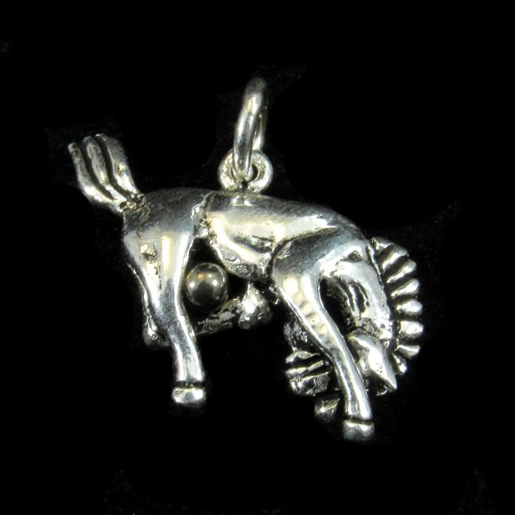 Solid 925 Sterling Silver Bucking Horse Pendant - Wild Stallion Equestrian Charm - Picture 8 of 8
